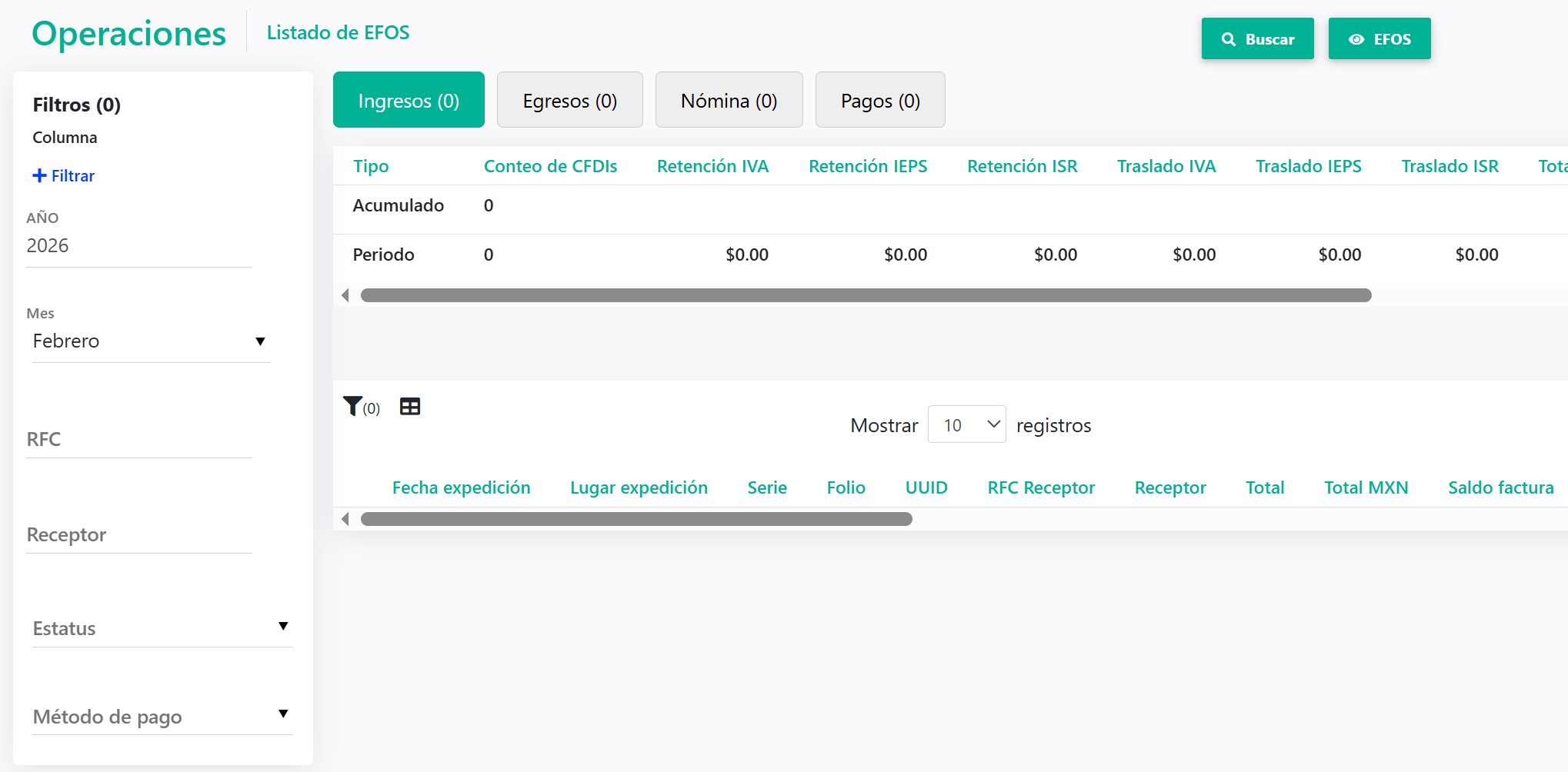 Control de EFOS en Portal Fiscal